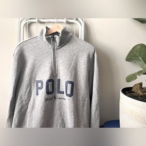 Polo Ralph Lauren Grey Quarter Zip Logo Sweatshirt